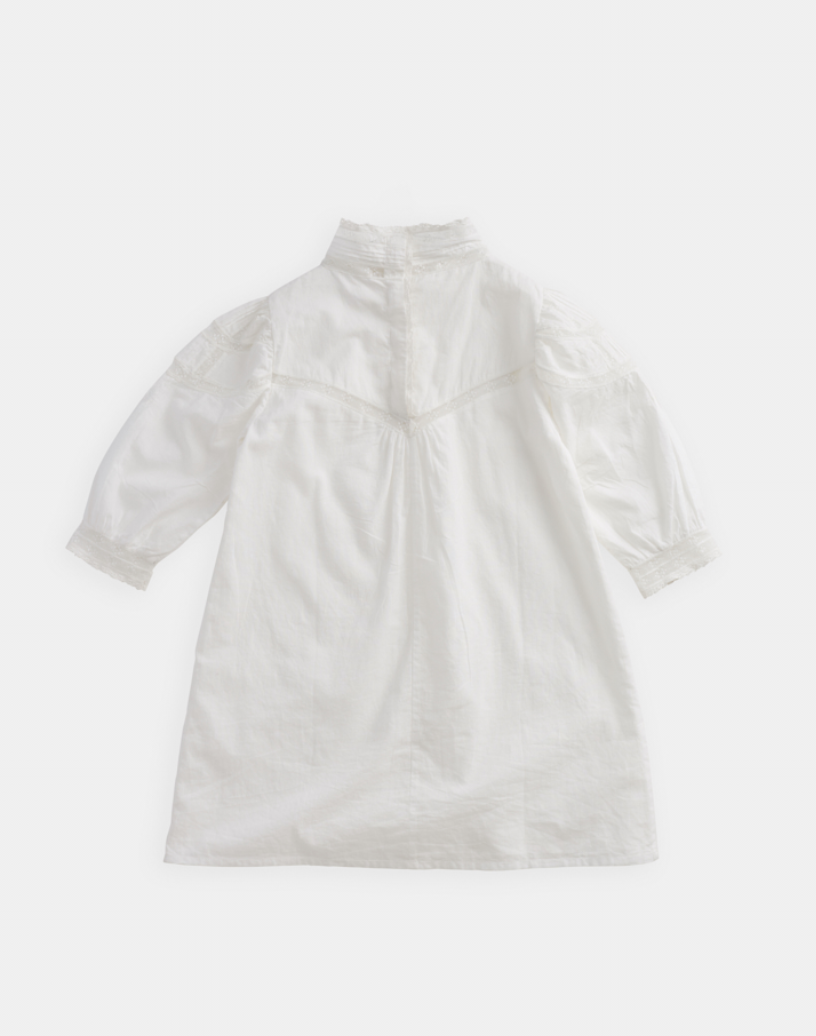 JOAN PUFF SLEEVE LACE DRESS - WHITE